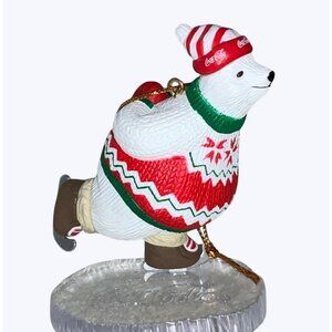 Coca-Cola Skating Polar Bear Ornament 1995 Collectible